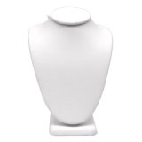 White Leatherette Jewelry Necklace Display Bust, 10