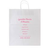 Personalized Large White Kraft Shopping Bags with Handles