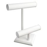 White Leatherette Two Tier Jewelry T Bar Display | Gems on Display