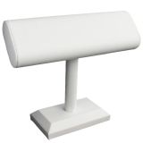 White Leatherette Oval Jewelry T Bar Stand | Gems on Display