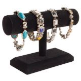 Black Velvet Jewelry Bracelet / Watch / Bangle T-Bar