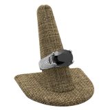Brown Burlap Single Finger Jewelry Ring Display Stand