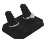 Black Velvet Dual Finger Jewelry Ring Display, 1-1/4