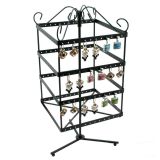 Black Metal Rotating Jewelry Earring Display Stand, Holds 96 Pairs
