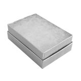 Silver Linen Pattern Paper Cotton Filled Jewelry Gift Boxes #32