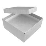 Silver Linen Pattern Paper Cotton Filled Jewelry Gift Boxes #34