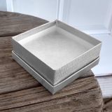 Silver Linen Pattern Paper Cotton Filled Jewelry Gift Boxes #34