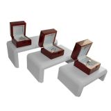 White Leatherette 3 Piece Display Shelf Riser Set