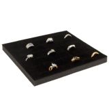 Black Half Size 36 Slot Jewelry Ring Tray Liner Insert 