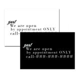 Custom Printed Appointment Only Business Signs, Window Signs