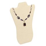 Beige Linen Curved Jewelry Necklace Display Easel, 14