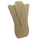 Brown Burlap Curved Jewelry Necklace Display Easel, 14