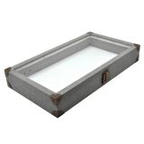 Grey Linen Jewelry Tray with Glass Lid