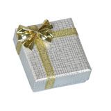 Silver & Gold Linen Bow Tie Jewelry Earring Gift Packaging Boxes