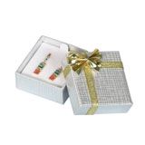 Silver & Gold Linen Bow Tie Jewelry Earring Gift Packaging Boxes