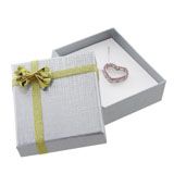 Silver Linen Bow Tie Jewelry Pendant or Earring Gift Packaging Boxes