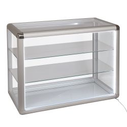 Silver Glass Display Cabinet with LED Lighting