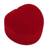 Red Flocked Velour Heart Shaped Jewelry Ring Boxes