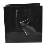 Glossy Black Euro Tote Gift Shopping Bags, 6-1/2