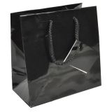 Glossy Black Euro Tote Gift Shopping Bags, 6-1/2