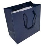 Glossy Navy Blue Euro Tote Gift Shopping Bags, 6-1/2