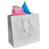 Glossy White Euro Tote Gift Shopping Bags, 6-1/2