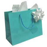 Glossy Teal Euro Tote Gift Shopping Bags, 9-1/2