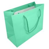Glossy Teal Euro Tote Gift Shopping Bags, 9-1/2
