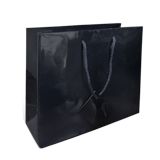 Glossy Black Euro Tote Gift Shopping Bags, 9-1/2