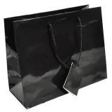 Glossy Black Euro Tote Gift Shopping Bags, 9-1/2