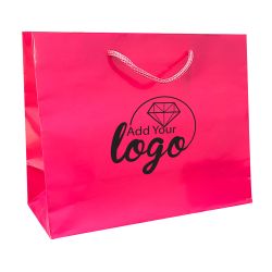 Glossy Pink Euro Tote Gift Shopping Bags, 9-1/2