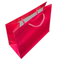 Glossy Pink Euro Tote Gift Shopping Bags, 9-1/2