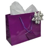 Glossy Purple Euro Tote Gift Shopping Bags, 9-1/2