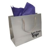 Glossy Silver Euro Tote Gift Shopping Bags, 9-1/2