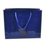Glossy Navy Blue Euro Tote Gift Shopping Bags, 9-1/2
