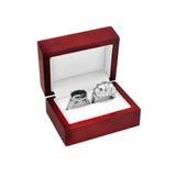 Red Rosewood Dual Jewelry Ring Gift Packaging Boxes, Dome Top