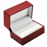 Premium Red Textured Leatherette Dual Jewelry Ring Box