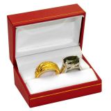 Red Leatherette Wide Jewelry Ring Box | Gems on Display