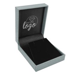 Metallic Silver Jewelry Pendant Gift Boxes W/ Flap Insert