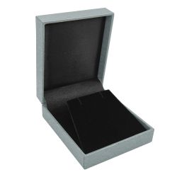 Metallic Silver Jewelry Pendant Gift Boxes W/ Flap Insert