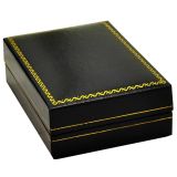 Black Leatherette, Gold Trim, Jewelry Earring / Pendant Box