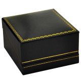 Black Leatherette, Gold Trim, Jewelry T-Insert Earring Box 
