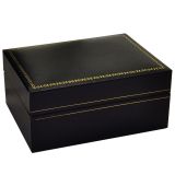 Black Leatherette and White Insert Bracelet / Watch Pillow Boxes