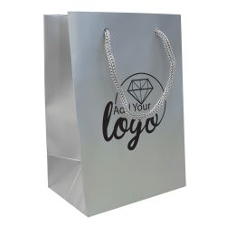 Silver Euro Tote Gift Shopping Bags, 4-3/4