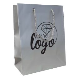 Silver Tote Gift Shopping Bags, 8