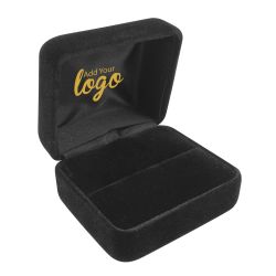 Black Velvet Dual Jewelry Ring Packaging Gift Box with custom printed logo