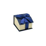 Wholesale Cream & Blue Ring Box - Magnetic Lid & Ribbon