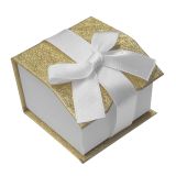 Gold & White Ring Boxes with Magnetic Bow Tie
