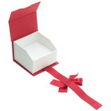 Red and White Magnetic Ribbon Jewelry Ring Gift Boxes