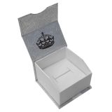 Silver and White Magnetic Ribbon Jewelry Ring Gift Boxes